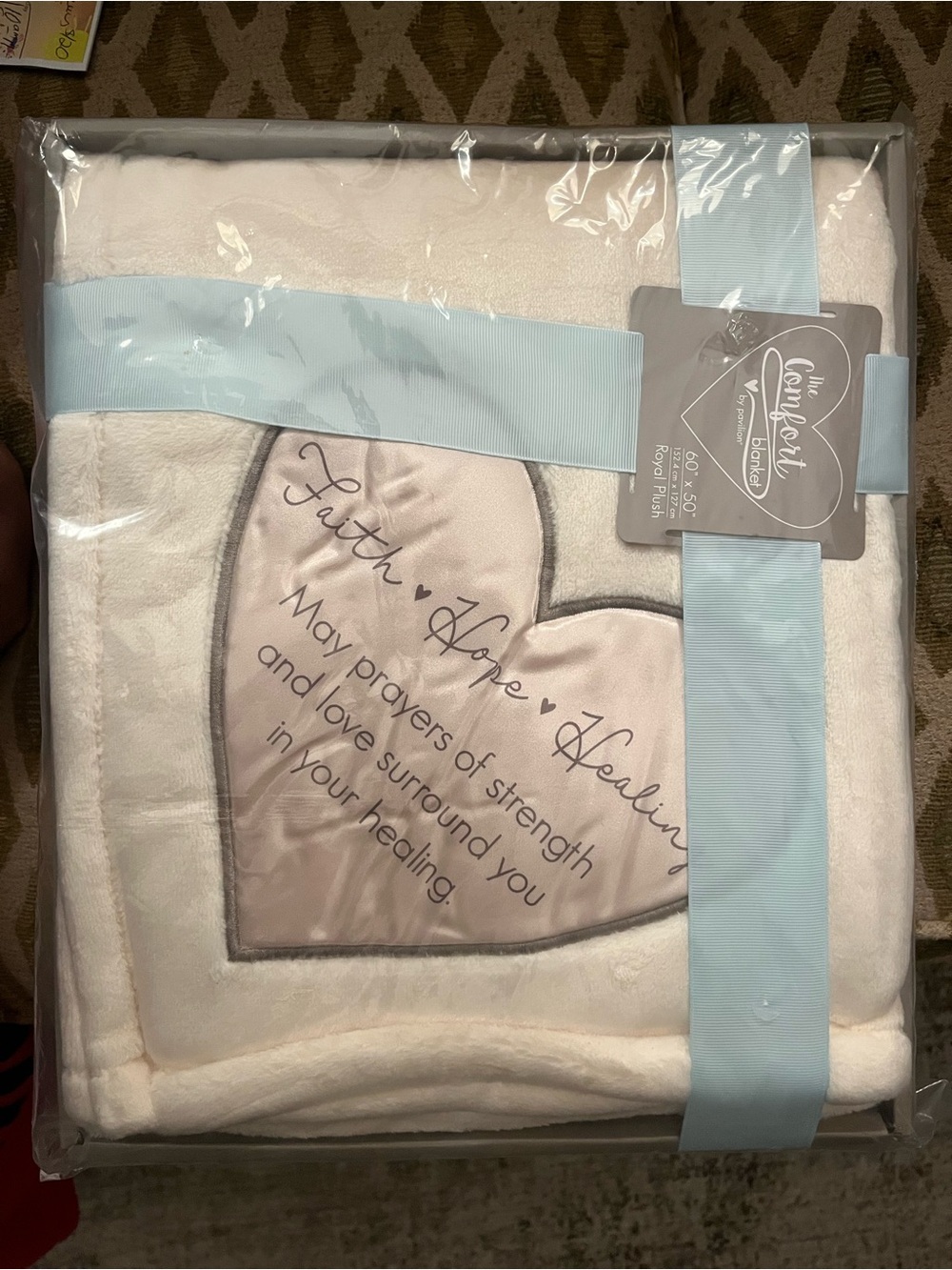 NEW Faith Hope Healing Comfort Blanket Plush White